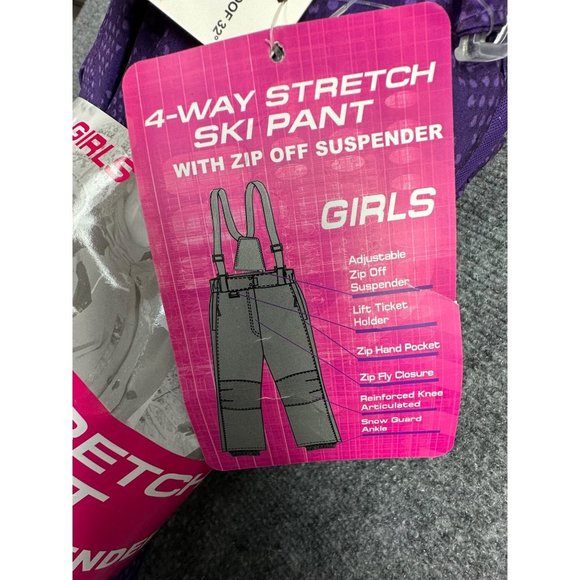 NWT 32 Degrees Girls Snow Ski Pants Size 14/16 Purple Weatherproof - Picture 2 of 6